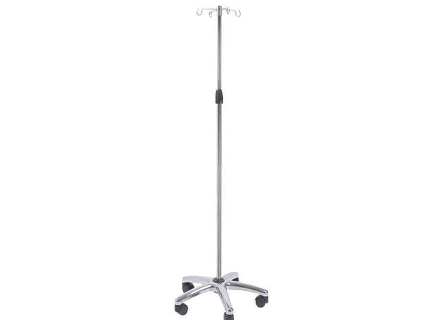 Asta portaflebo in acciaio inox con ruote 4 ganci in acciaio - base cromata - AFT Medical
