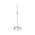 Asta portaflebo in acciaio inox con ruote 4 ganci in acciaio - base cromata