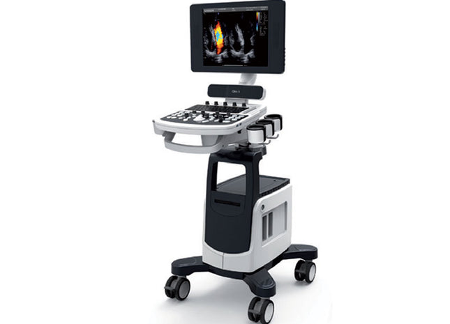 Ecografo Chison Qbit5 Gima colordoppler LED 15”, carrello, 32GB HDD e 2 sonde. Imaging avanzato SRA, FHI, Q-Flow e ottimizzazione automatica AIO.