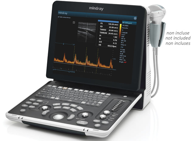 Ecografo Mindray DP-50 Expert bianco e nero, 15”, 500GB, 2 sonde. PW Doppler, 3D/4D, batteria ricaricabile e tecnologie Mindray iBeam, iClear, iScape.