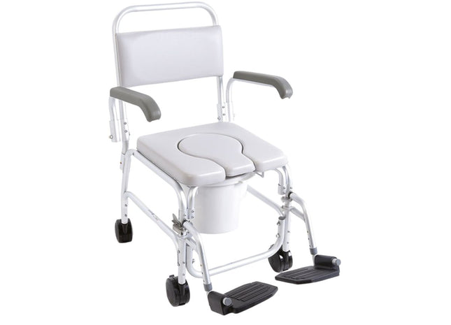 Sedia comoda per WC e doccia su ruote  Imbottitura in PVC termosaldato - AFT Medical