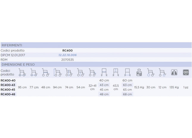 Carrozzina a Telaio Rigido RC400 – Moretti