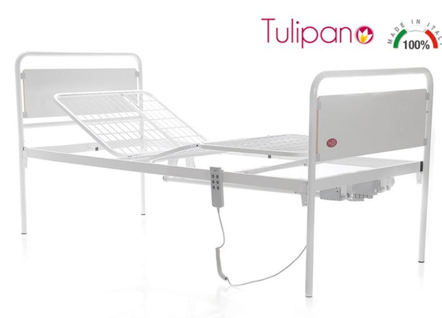 Letto Elettrico Da Degenza A Tre Snodi - Alzatesta E Alzagambe Regolabili - Larghezza 90 Cm - Moretti Mod. Tulipano - AFT Medical